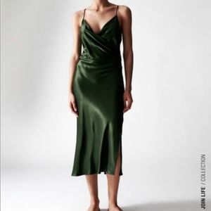 Green XS Zara Slip Dress with Slit